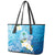 Hafa Adai Guam Chamorro Personalized Leather Tote Bag Ocean Blue Latte Stone with Guasali - Polynesian Pride