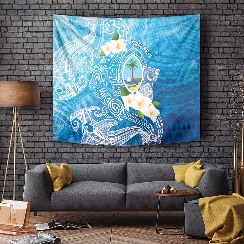 Hafa Adai Guam Chamorro Personalized Tapestry Ocean Blue Latte Stone with Guasali - Polynesian Pride