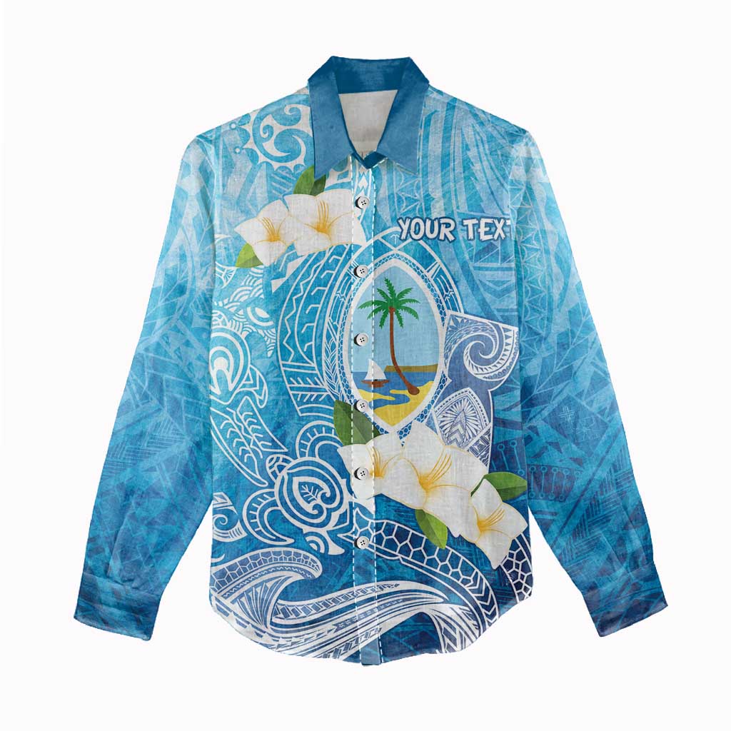 Hafa Adai Guam Chamorro Personalized Women Casual Shirt Ocean Blue Latte Stone with Guasali - Polynesian Pride