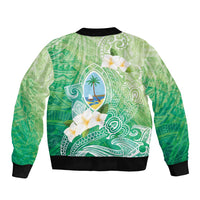 Hafa Adai Guam Chamorro Personalized Bomber Jacket Summer Green Latte Stone with Guasali - Polynesian Pride