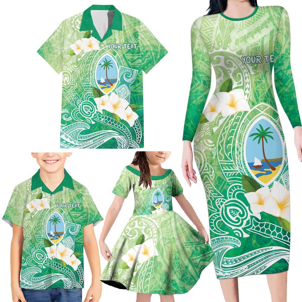 Hafa Adai Guam Chamorro Personalized Family Matching Long Sleeve Bodycon Dress and Hawaiian Shirt Summer Green Latte Stone with Guasali LT7 - Polynesian Pride
