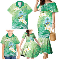 Hafa Adai Guam Chamorro Personalized Family Matching Mermaid Dress and Hawaiian Shirt Summer Green Latte Stone with Guasali LT7 - Polynesian Pride