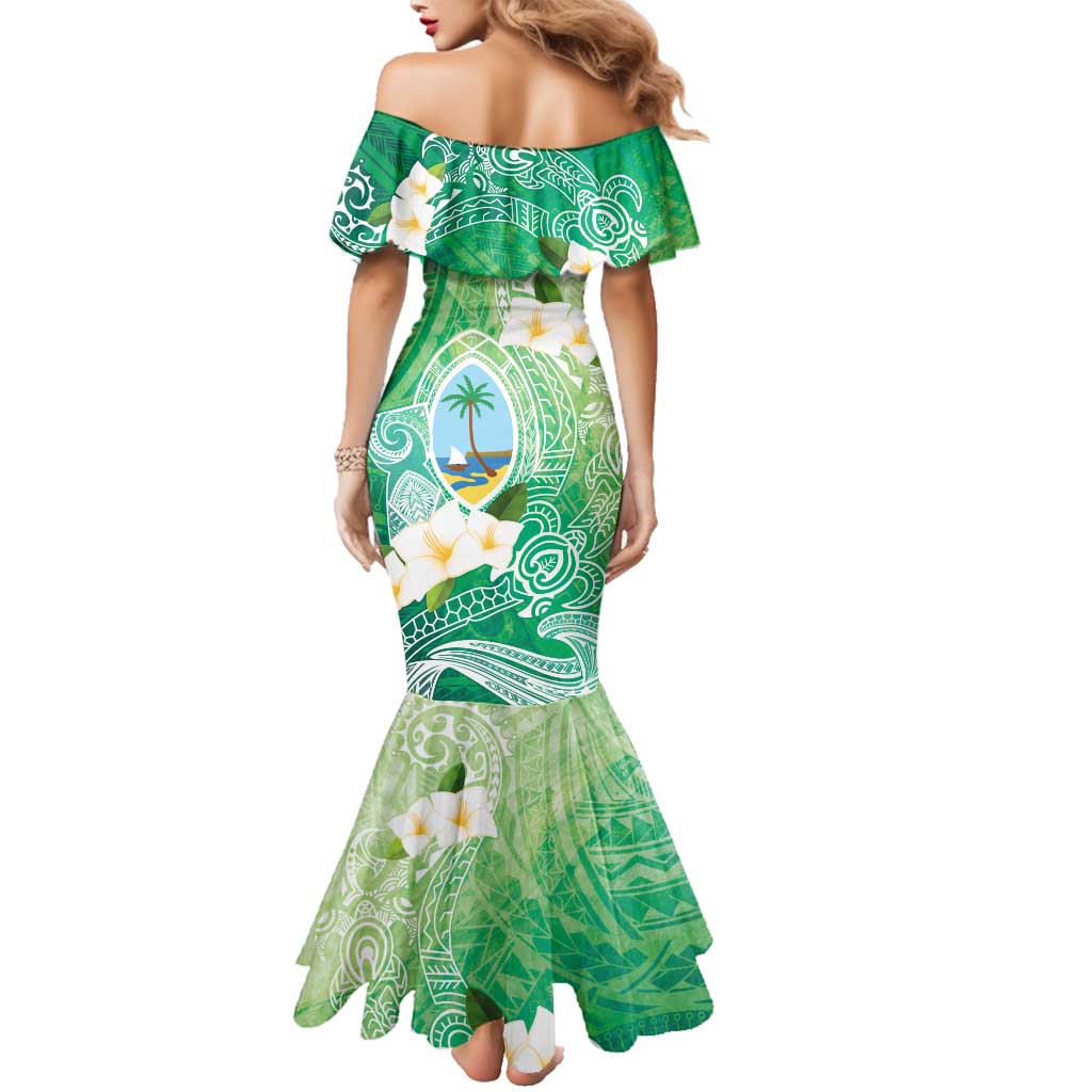 Hafa Adai Guam Chamorro Personalized Family Matching Mermaid Dress and Hawaiian Shirt Summer Green Latte Stone with Guasali LT7 - Polynesian Pride
