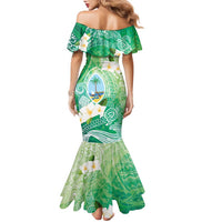 Hafa Adai Guam Chamorro Personalized Family Matching Mermaid Dress and Hawaiian Shirt Summer Green Latte Stone with Guasali LT7 - Polynesian Pride