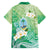 Hafa Adai Guam Chamorro Personalized Family Matching Off The Shoulder Long Sleeve Dress and Hawaiian Shirt Summer Green Latte Stone with Guasali - Polynesian Pride