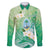 Hafa Adai Guam Chamorro Personalized Family Matching Off The Shoulder Long Sleeve Dress and Hawaiian Shirt Summer Green Latte Stone with Guasali - Polynesian Pride