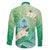 Hafa Adai Guam Chamorro Personalized Family Matching Off The Shoulder Long Sleeve Dress and Hawaiian Shirt Summer Green Latte Stone with Guasali - Polynesian Pride