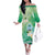 Hafa Adai Guam Chamorro Personalized Family Matching Off The Shoulder Long Sleeve Dress and Hawaiian Shirt Summer Green Latte Stone with Guasali - Polynesian Pride