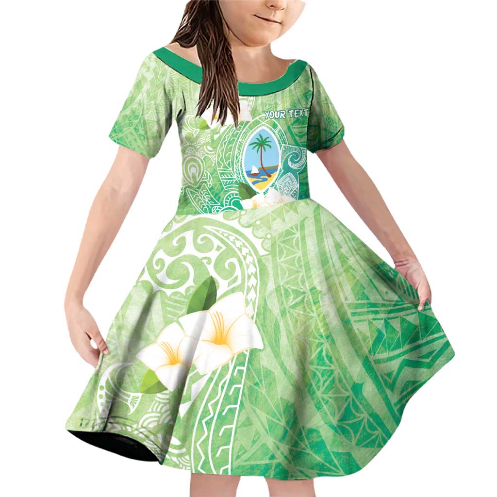 Hafa Adai Guam Chamorro Personalized Family Matching Off Shoulder Short Dress and Hawaiian Shirt Summer Green Latte Stone with Guasali LT7 Daughter's Dress Summer Green - Polynesian Pride