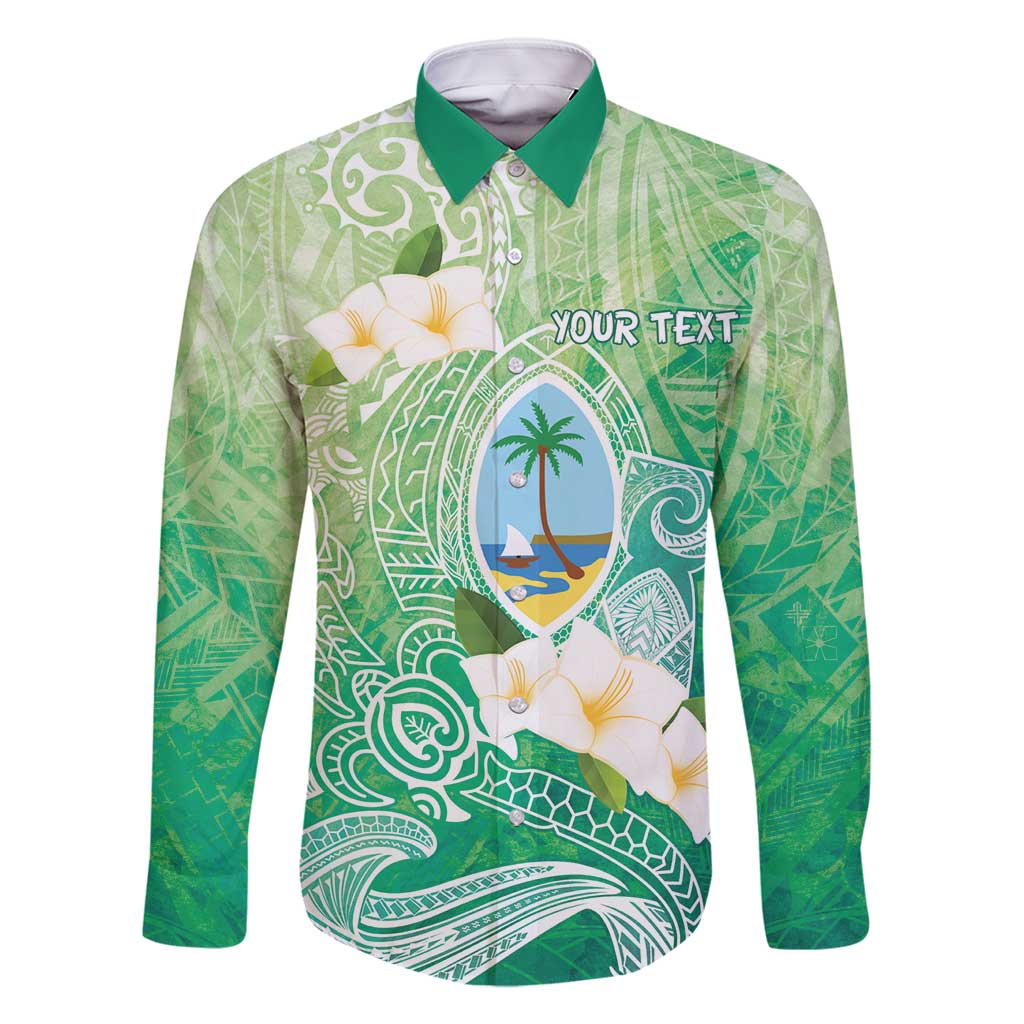 Hafa Adai Guam Chamorro Personalized Family Matching Off Shoulder Short Dress and Hawaiian Shirt Summer Green Latte Stone with Guasali LT7 Dad's Shirt - Long Sleeve Summer Green - Polynesian Pride