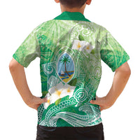 Hafa Adai Guam Chamorro Personalized Family Matching Puletasi and Hawaiian Shirt Summer Green Latte Stone with Guasali - Polynesian Pride