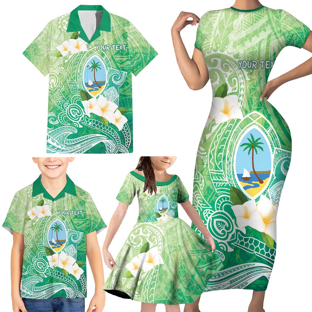 Hafa Adai Guam Chamorro Personalized Family Matching Short Sleeve Bodycon Dress and Hawaiian Shirt Summer Green Latte Stone with Guasali LT7 - Polynesian Pride