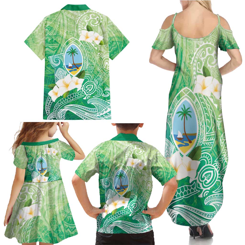 Hafa Adai Guam Chamorro Personalized Family Matching Summer Maxi Dress and Hawaiian Shirt Summer Green Latte Stone with Guasali LT7 - Polynesian Pride