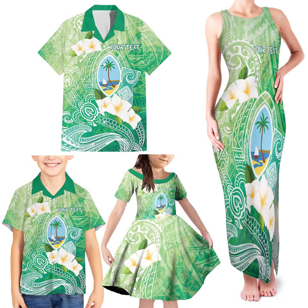 Hafa Adai Guam Chamorro Personalized Family Matching Tank Maxi Dress and Hawaiian Shirt Summer Green Latte Stone with Guasali LT7 - Polynesian Pride