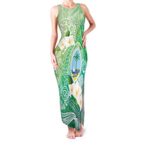 Hafa Adai Guam Chamorro Personalized Family Matching Tank Maxi Dress and Hawaiian Shirt Summer Green Latte Stone with Guasali LT7 Mom's Dress Summer Green - Polynesian Pride