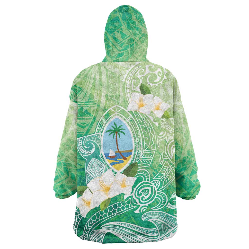 Hafa Adai Guam Chamorro Personalized Wearable Blanket Hoodie Summer Green Latte Stone with Guasali - Polynesian Pride