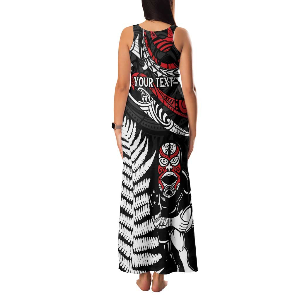 New Zealand Maori Rugby Personalised Family Matching Tank Maxi Dress and Hawaiian Shirt Ta Moko Silver Fern LT7 - Polynesian Pride
