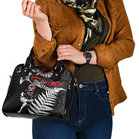New Zealand Maori Rugby Personalised Shoulder Handbag Ta Moko Silver Fern
