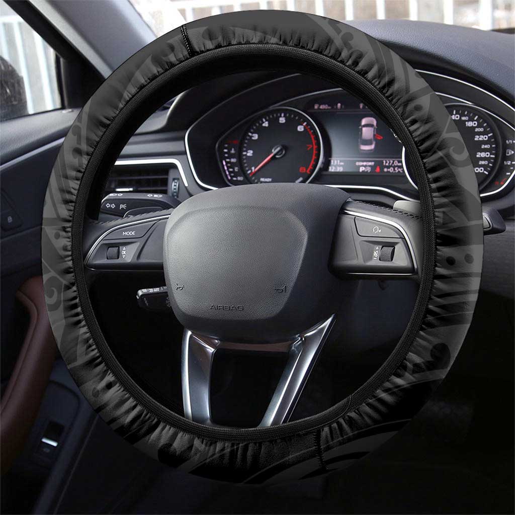 New Zealand Maori Rugby Steering Wheel Cover Ta Moko Silver Fern