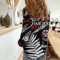New Zealand Maori Rugby Personalised Women Casual Shirt Ta Moko Silver Fern LT7 - Polynesian Pride