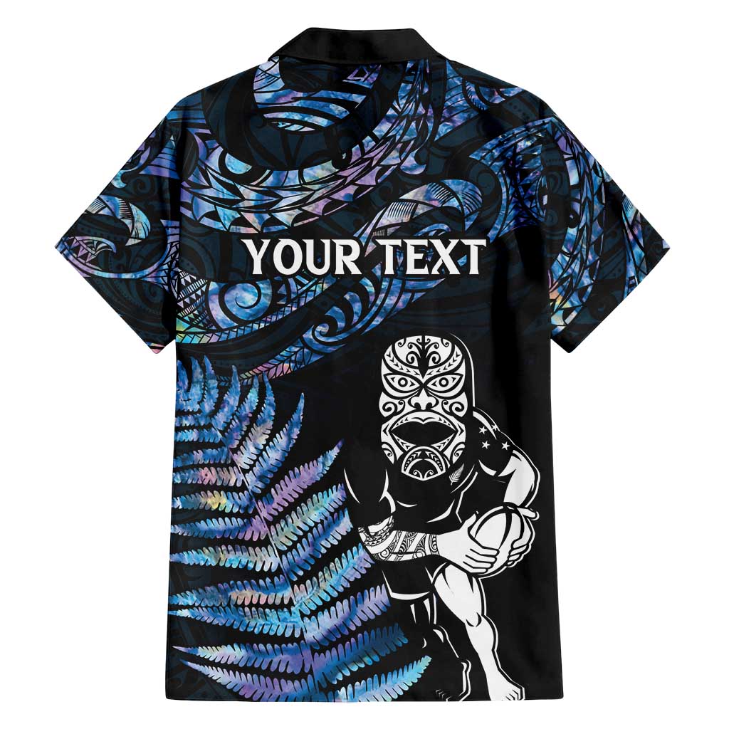 New Zealand Maori Rugby Personalised Family Matching Long Sleeve Bodycon Dress and Hawaiian Shirt Ta Moko Silver Fern - Paua Blue LT7 - Polynesian Pride