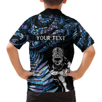 New Zealand Maori Rugby Personalised Hawaiian Shirt Ta Moko Silver Fern - Paua Blue LT7 - Polynesian Pride