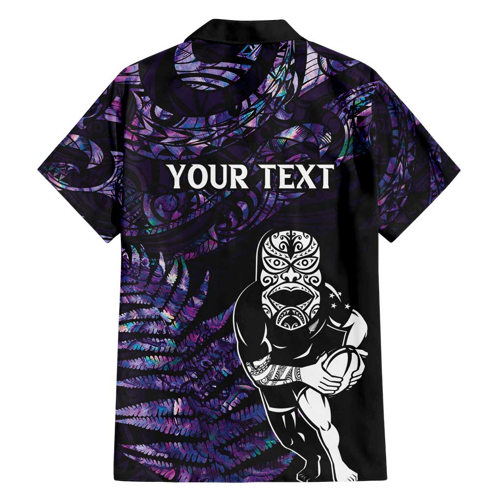 New Zealand Maori Rugby Personalised Family Matching Summer Maxi Dress and Hawaiian Shirt Ta Moko Silver Fern - Paua Purple LT7 - Polynesian Pride