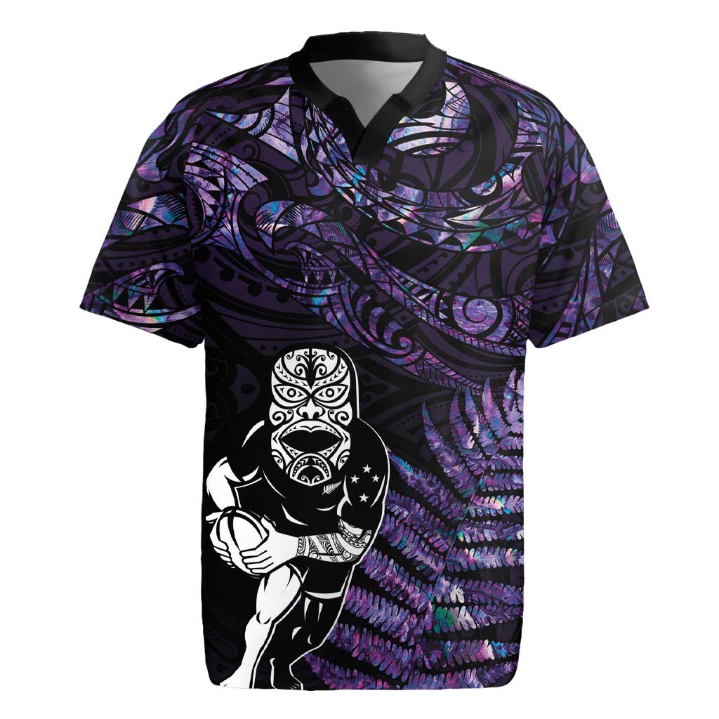 New Zealand Maori Rugby Personalised Rugby Jersey Ta Moko Silver Fern - Paua Purple LT7 Purple - Polynesian Pride