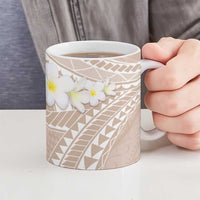 Polynesian Vintage Floral Ceramic Mug Beige Motifs - Polynesian Pride