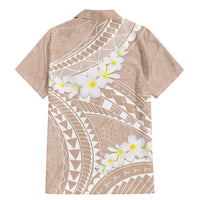 Polynesian Vintage Floral Family Matching Mermaid Dress and Hawaiian Shirt Beige Motifs LT7 - Polynesian Pride