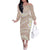 Polynesian Vintage Floral Family Matching Off The Shoulder Long Sleeve Dress and Hawaiian Shirt Beige Motifs - Polynesian Pride
