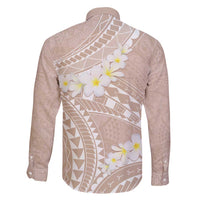 Polynesian Vintage Floral Family Matching Off Shoulder Maxi Dress and Hawaiian Shirt Beige Motifs LT7 - Polynesian Pride
