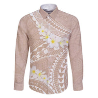 Polynesian Vintage Floral Family Matching Puletasi and Hawaiian Shirt Beige Motifs - Polynesian Pride
