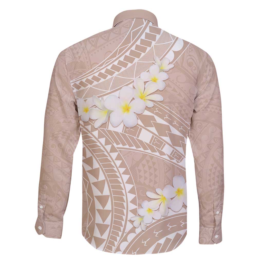 Polynesian Vintage Floral Family Matching Short Sleeve Bodycon Dress and Hawaiian Shirt Beige Motifs LT7 - Polynesian Pride