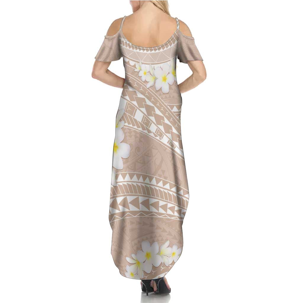 Polynesian Vintage Floral Family Matching Summer Maxi Dress and Hawaiian Shirt Beige Motifs LT7 - Polynesian Pride