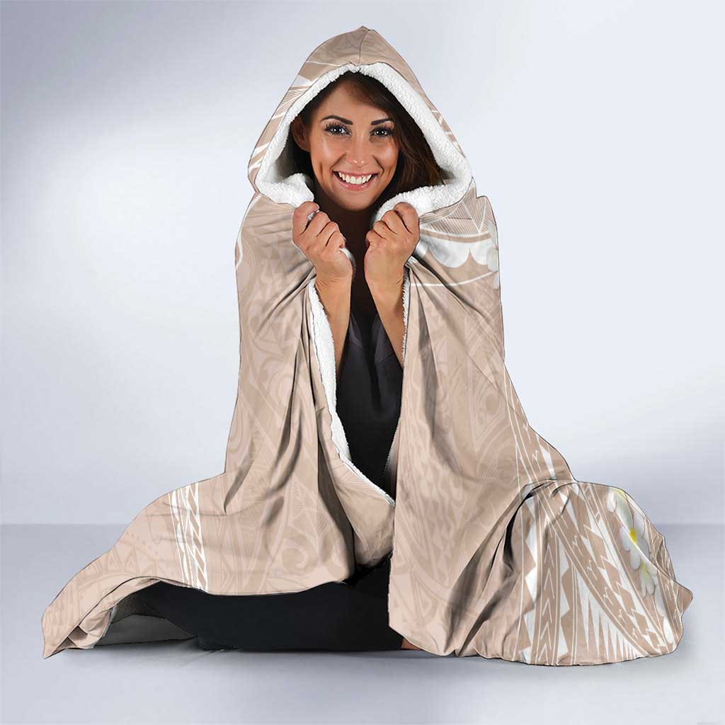 Polynesian Vintage Floral Hooded Blanket Beige Motifs - Polynesian Pride