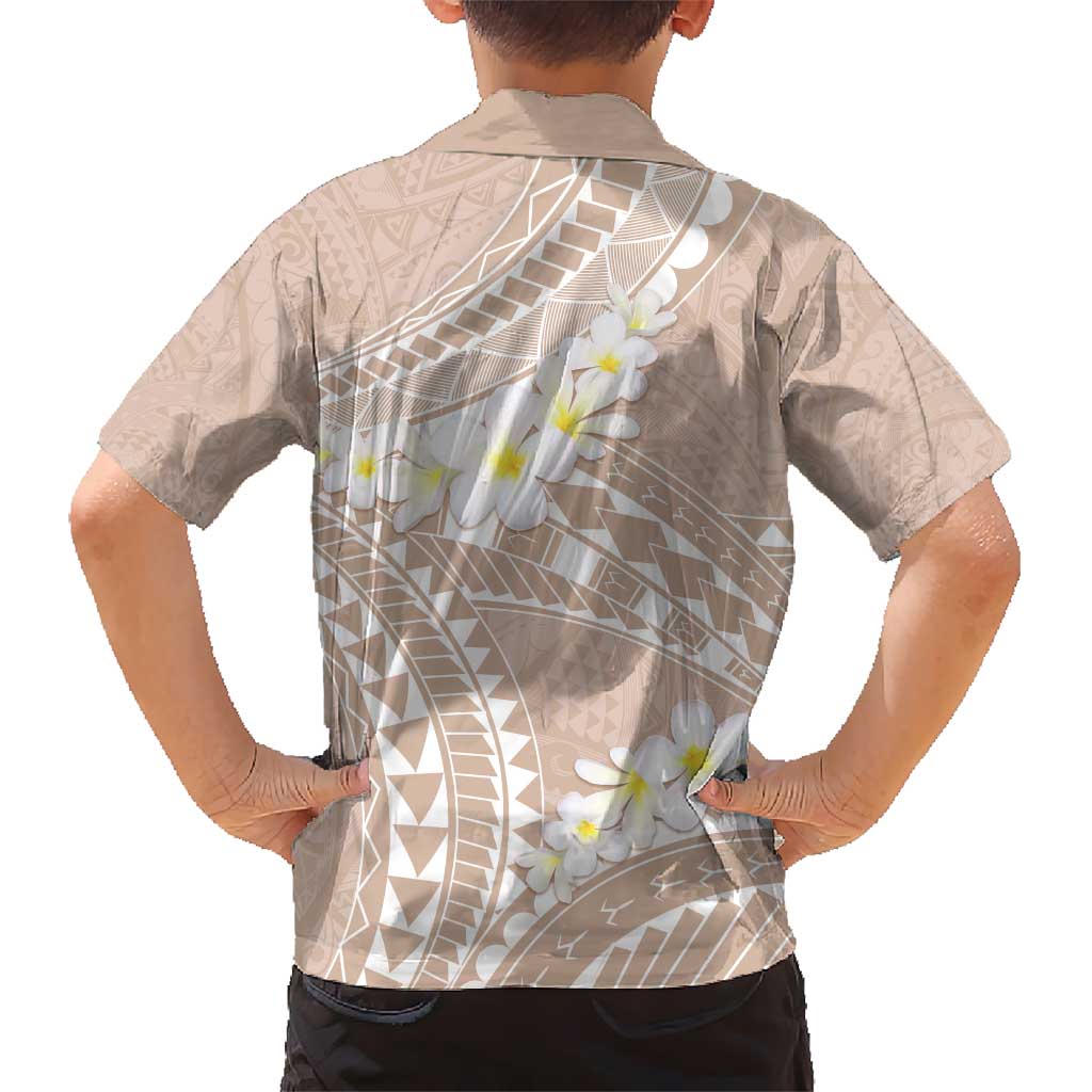 Polynesian Vintage Floral Kid Hawaiian Shirt Beige Motifs LT7 - Polynesian Pride