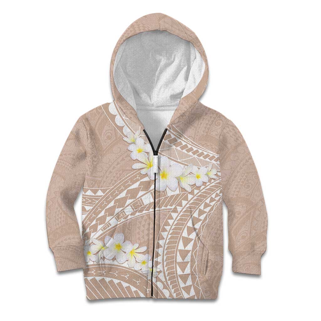 Polynesian Vintage Floral Kid Hoodie Beige Motifs LT7 Zip Hoodie Beige - Polynesian Pride