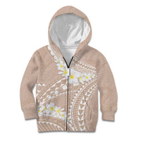 Polynesian Vintage Floral Kid Hoodie Beige Motifs LT7 Zip Hoodie Beige - Polynesian Pride