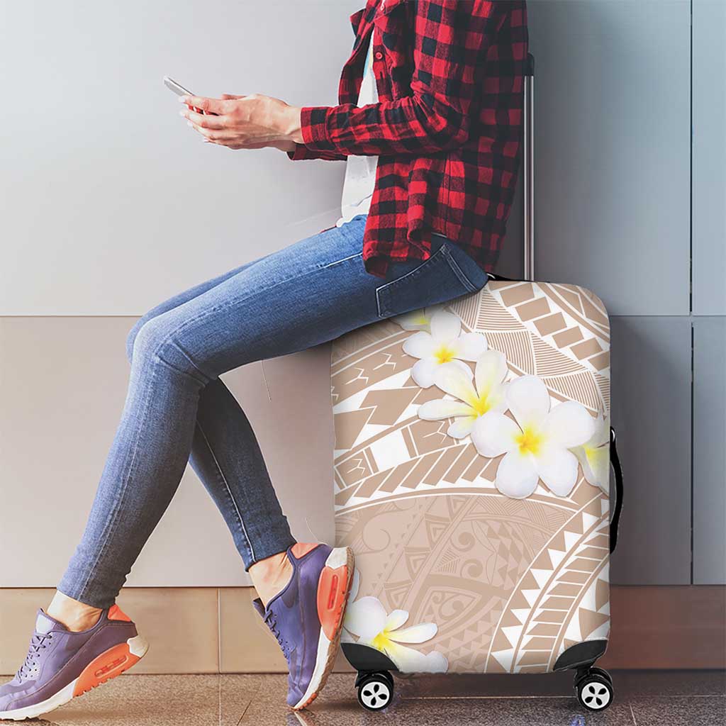 Polynesian Vintage Floral Luggage Cover Beige Motifs - Polynesian Pride