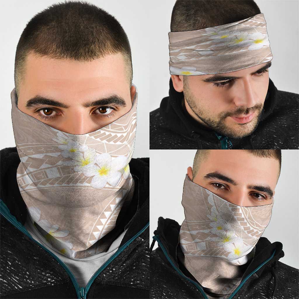 Polynesian Vintage Floral Neck Gaiter Beige Motifs - Polynesian Pride