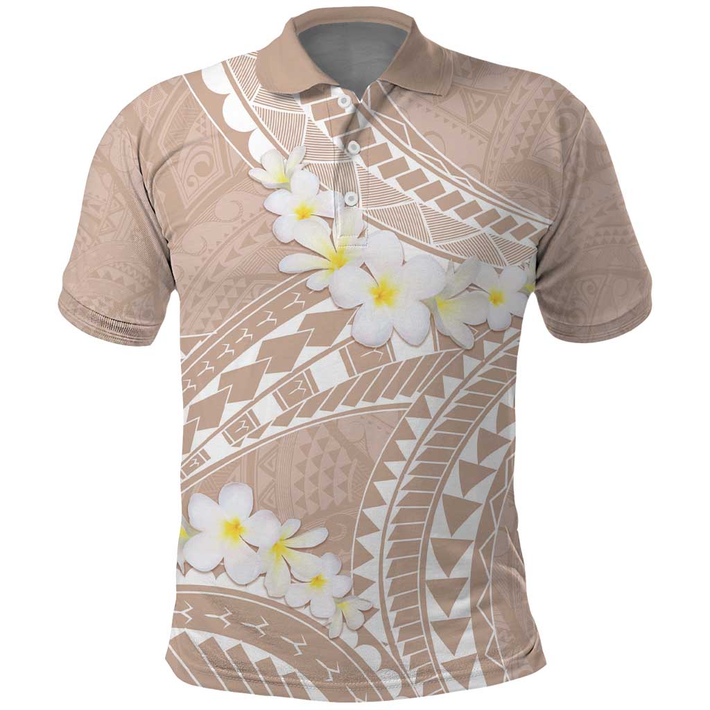 Polynesian Vintage Floral Polo Shirt Beige Motifs - Polynesian Pride