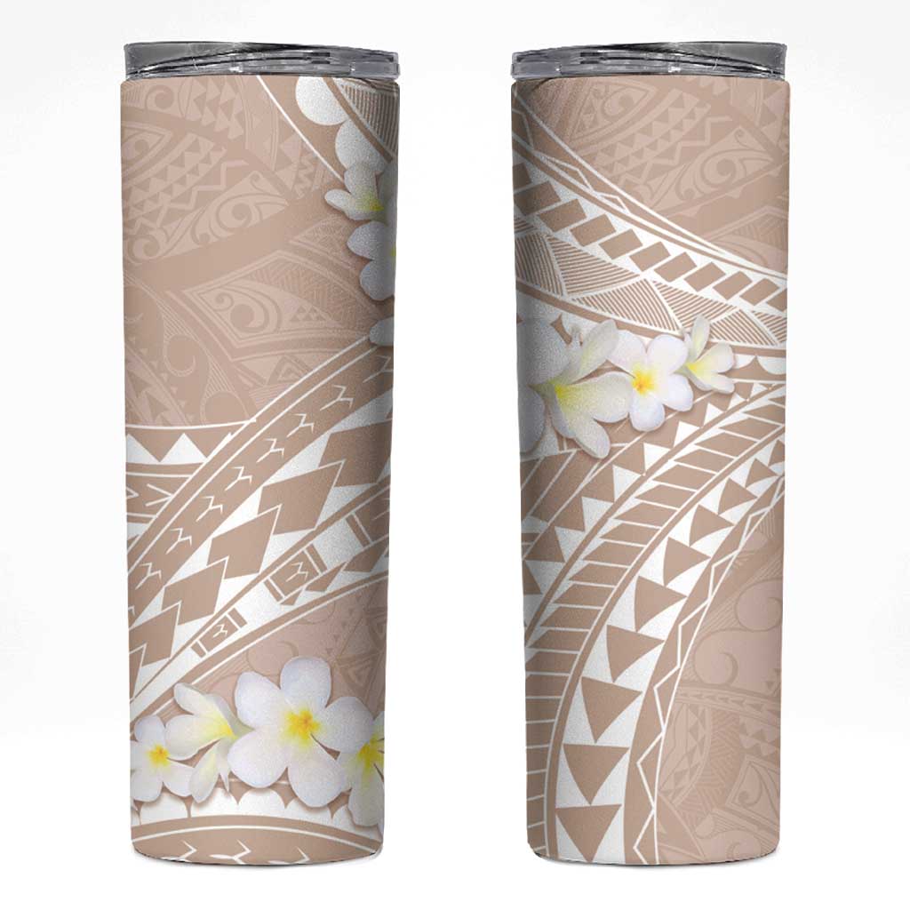Polynesian Vintage Floral Skinny Tumbler Beige Motifs LT7 Beige - Polynesian Pride