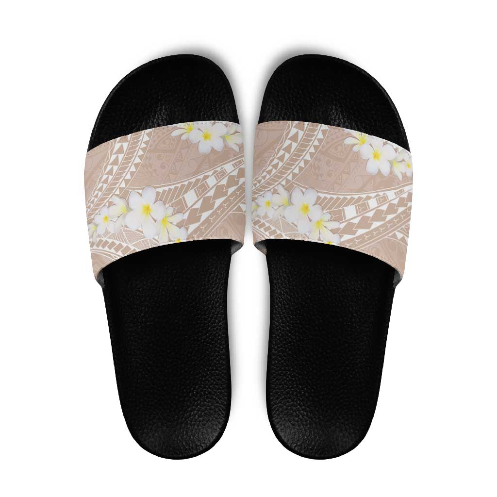 Polynesian Vintage Floral Slide Sandals Beige Motifs - Polynesian Pride