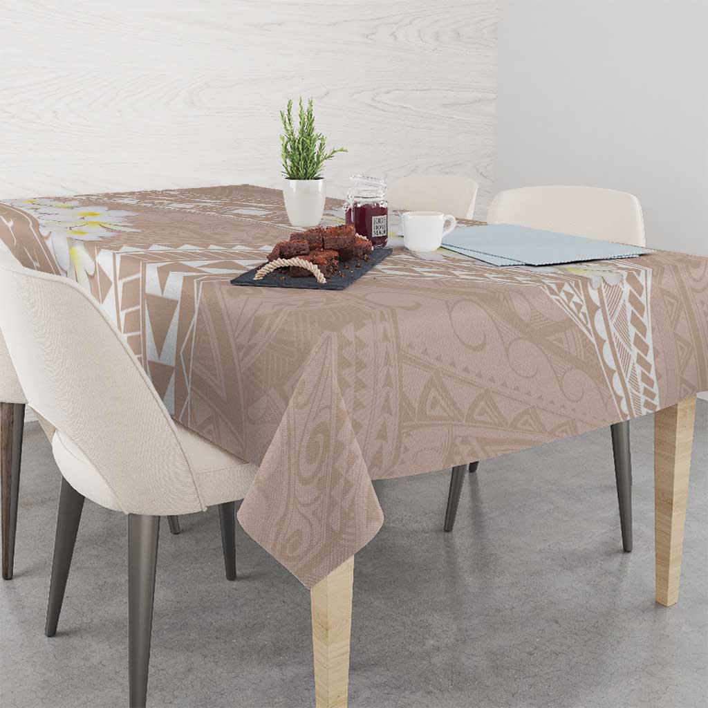 Polynesian Vintage Floral Tablecloth Beige Motifs - Polynesian Pride
