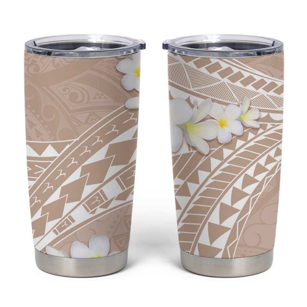 Polynesian Vintage Floral Tumbler Cup Beige Motifs LT7 Beige - Polynesian Pride