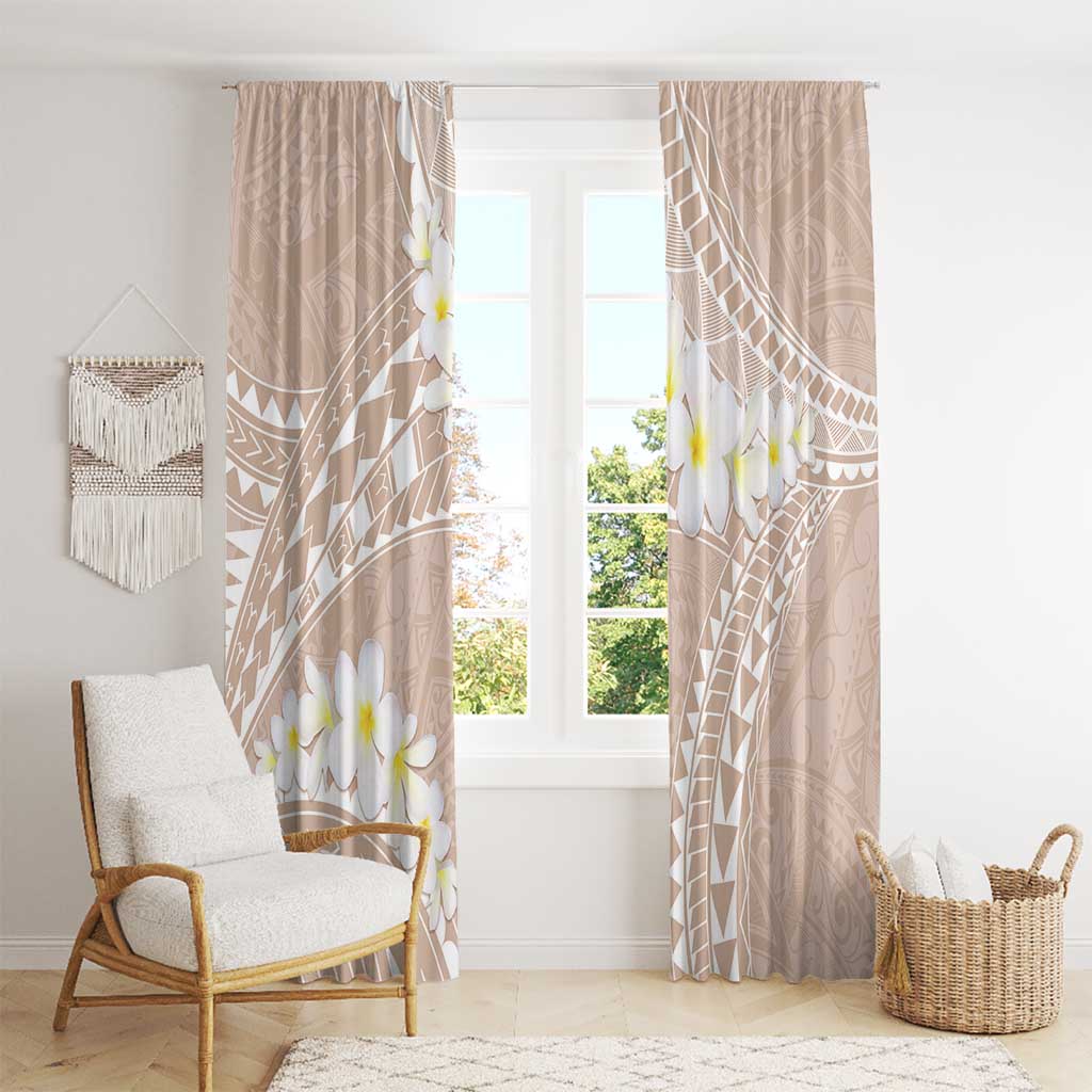 Polynesian Vintage Floral Window Curtain Beige Motifs - Polynesian Pride