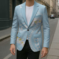 Polynesian Vintage Floral Blazer Azure Motifs - Polynesian Pride