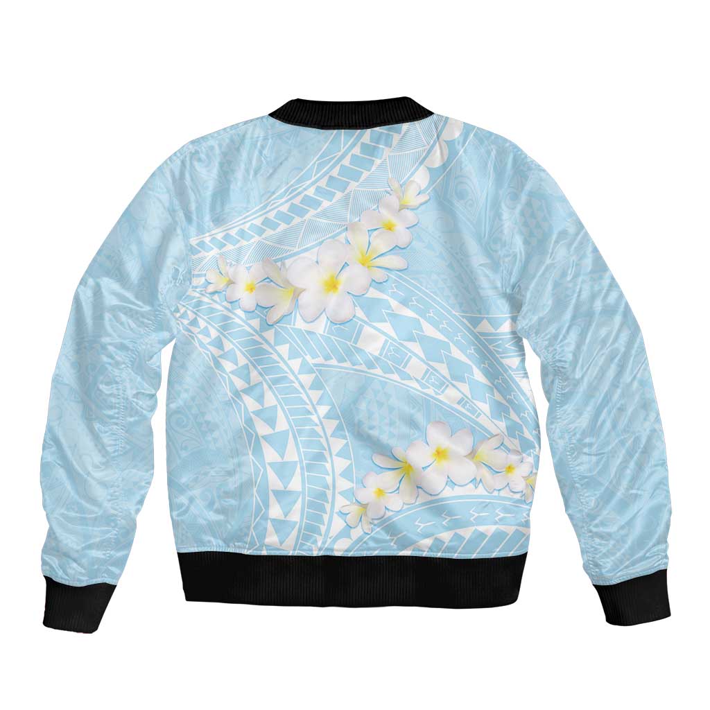 Polynesian Vintage Floral Bomber Jacket Azure Motifs - Polynesian Pride