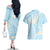 Polynesian Vintage Floral Couples Matching Off The Shoulder Long Sleeve Dress and Hawaiian Shirt Azure Motifs - Polynesian Pride